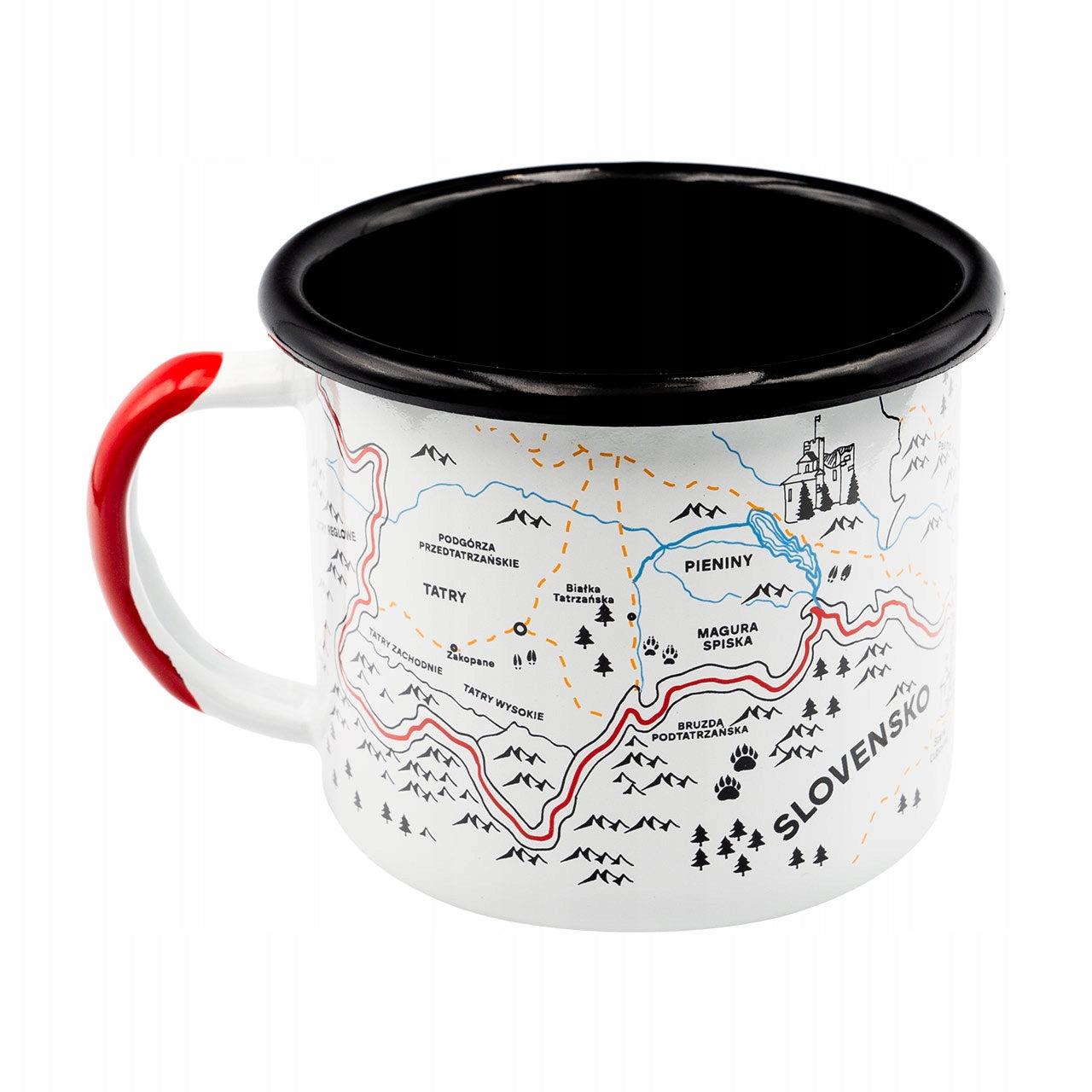 Enamel mug Alpinus map white 0,35l