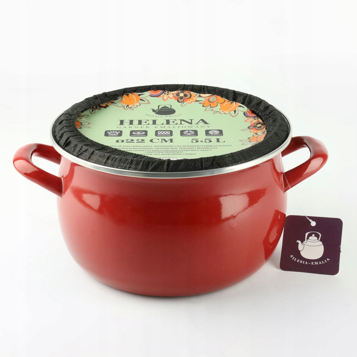 Enamel pots set of enamel pots red Helena 10 elements Material enamel