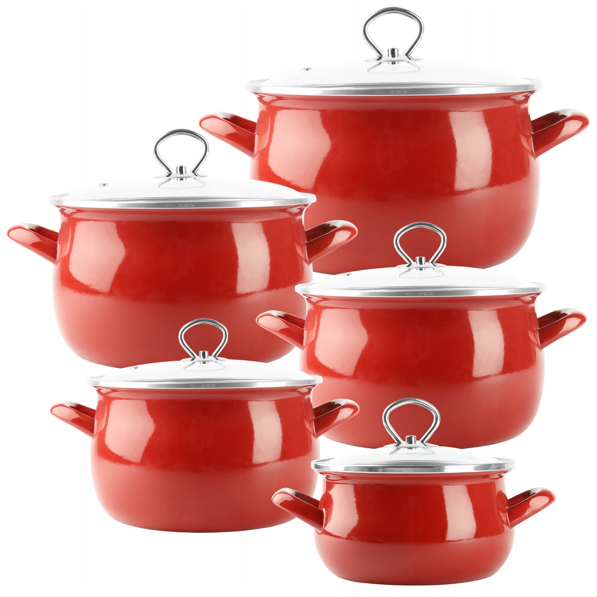Enamel pots set of enamel pots red Helena 10 elements
