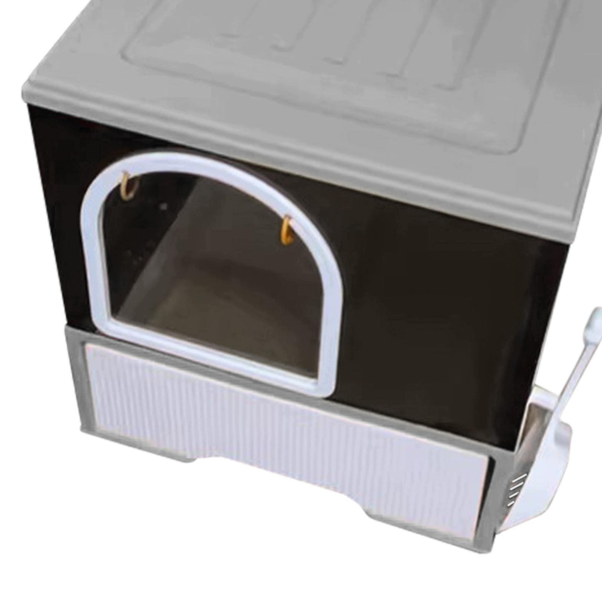 Enclosed Cat Litter Box Drawer Type Extra Large with Front Door grey Packaging status original