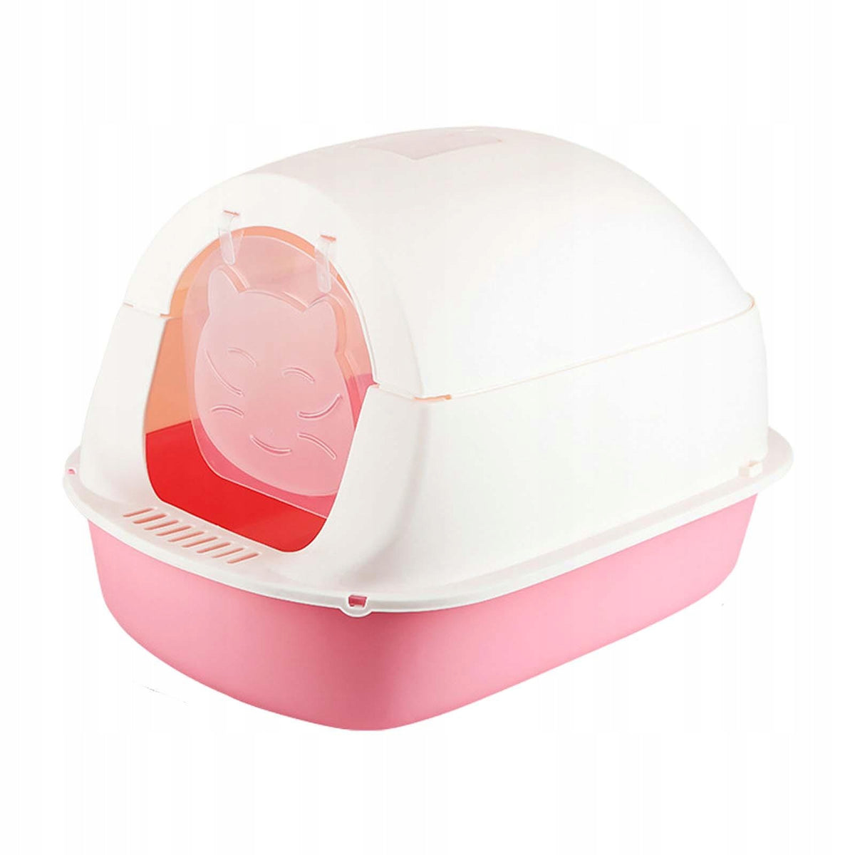 Enclosed Cat Litter Box for Indoor Leakproof Oversized with Front Door Pink