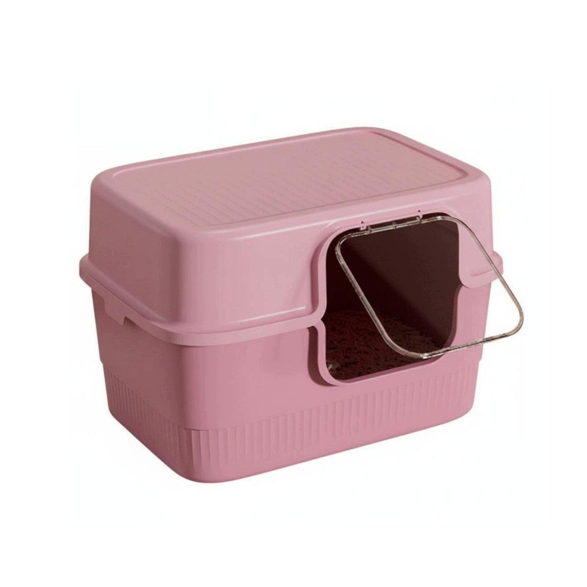 Enclosed Cat Litter Pan Litter Containment Large Feline Pink Jumbo Box