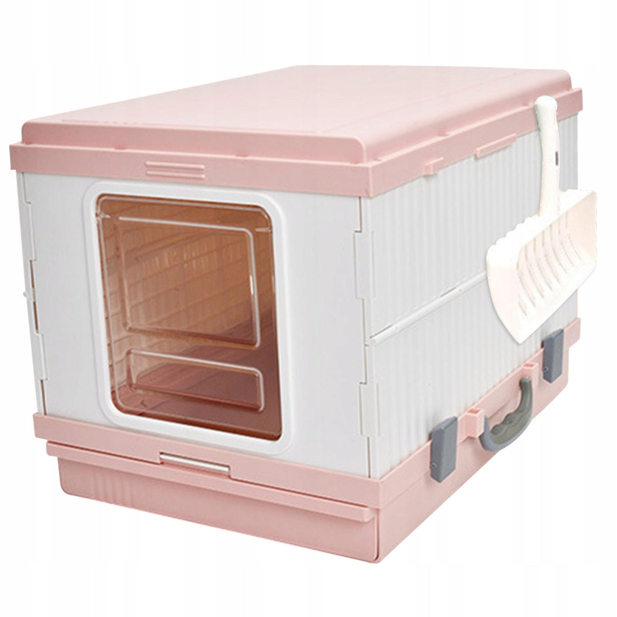 Enclosed Cat Litter Tray Large Bedpan Urine Litter Boxes Keeping pink