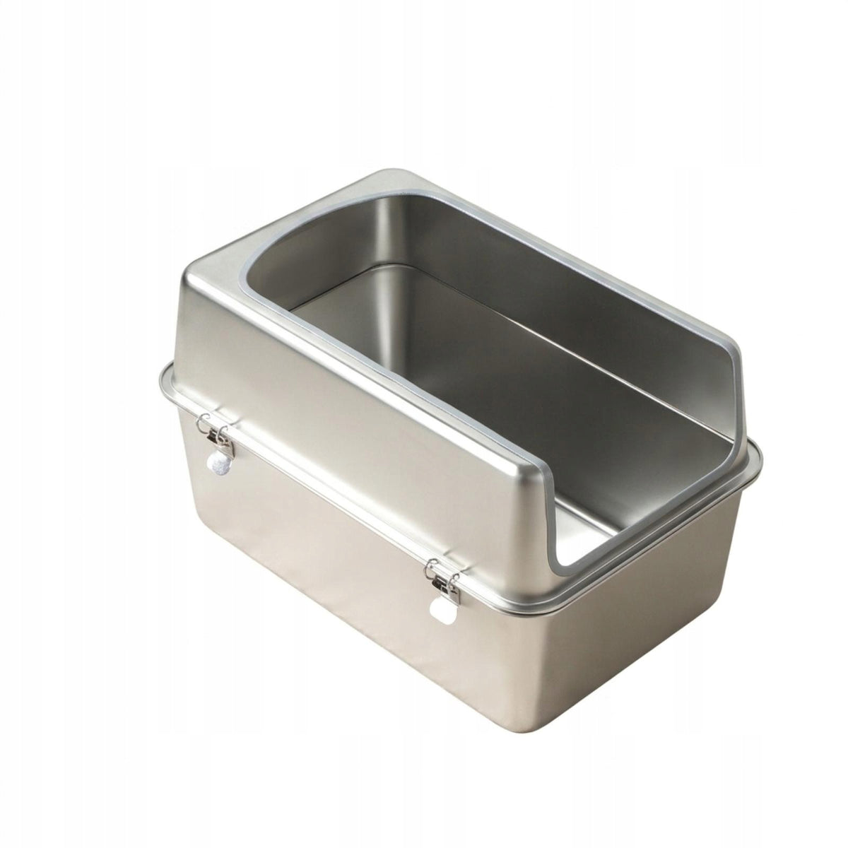 Enclosed Cat Litter Tray Stainless Steel Covered Litter Box 50-35-30cm Open