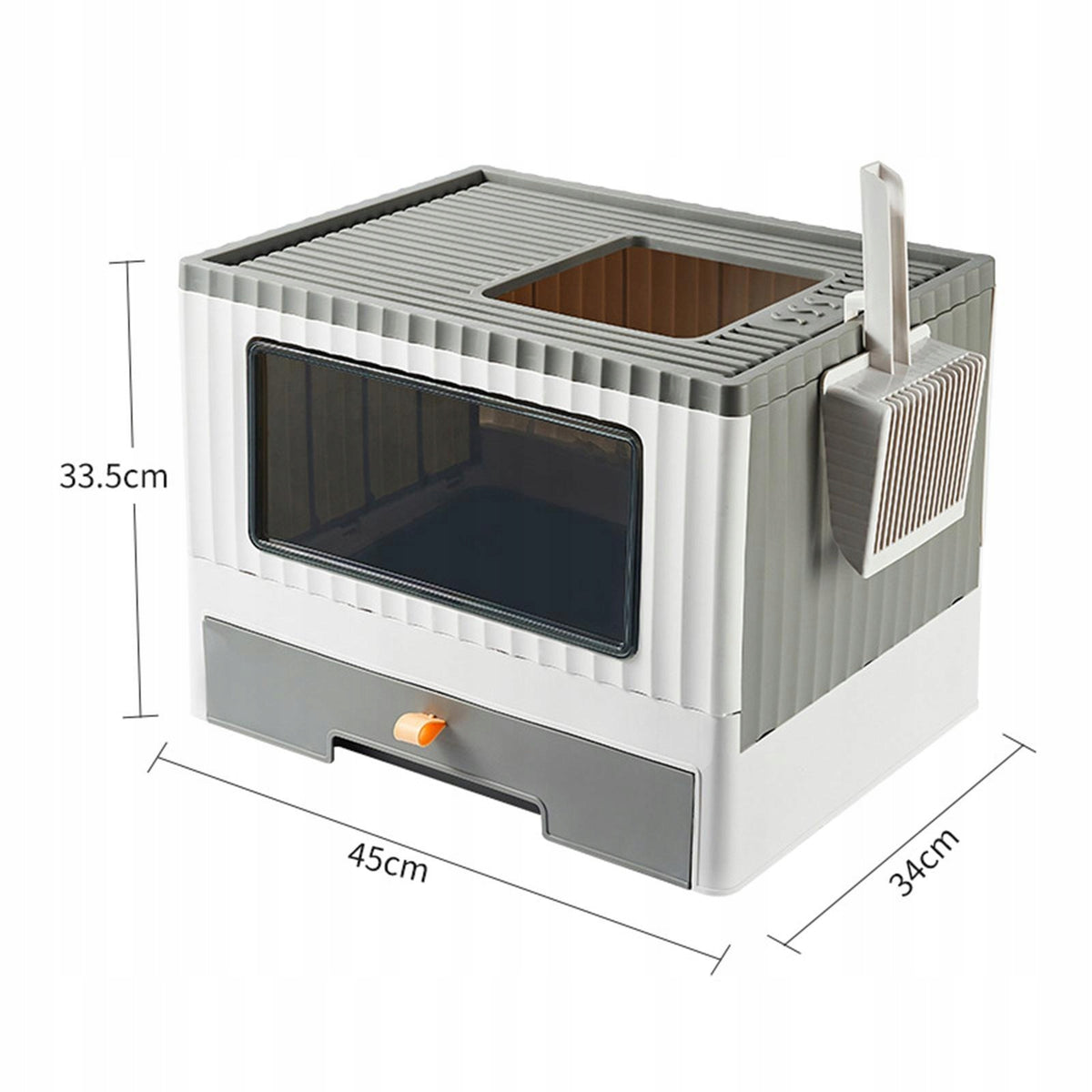 Enclosed Cat Litter Tray Traning Portable Keeping Litter Inside Kitten Gray Packaging status original