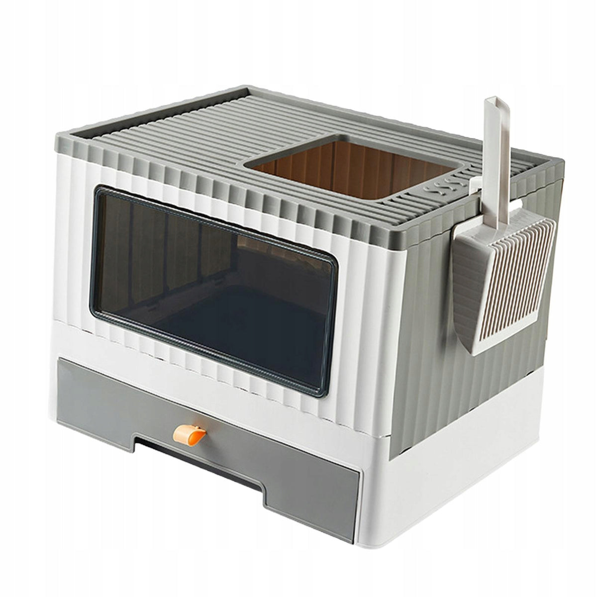 Enclosed Cat Litter Tray Traning Portable Keeping Litter Inside Kitten Gray