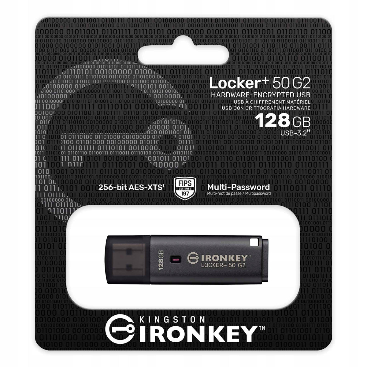Encrypted Pendrive KINGSTON IRONKEY Locker+ 50 G2 128GB AES-256 FIPS 197
