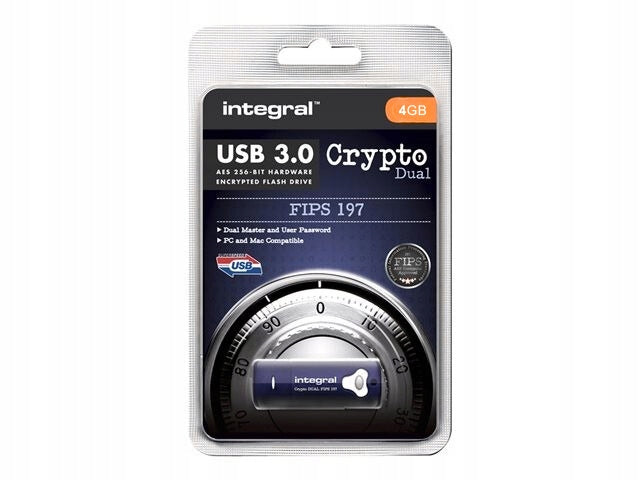 Encrypted flash drive Integral Crypto Dual 4 GB | USB 3.0 | FIPS 197 Brand Integral