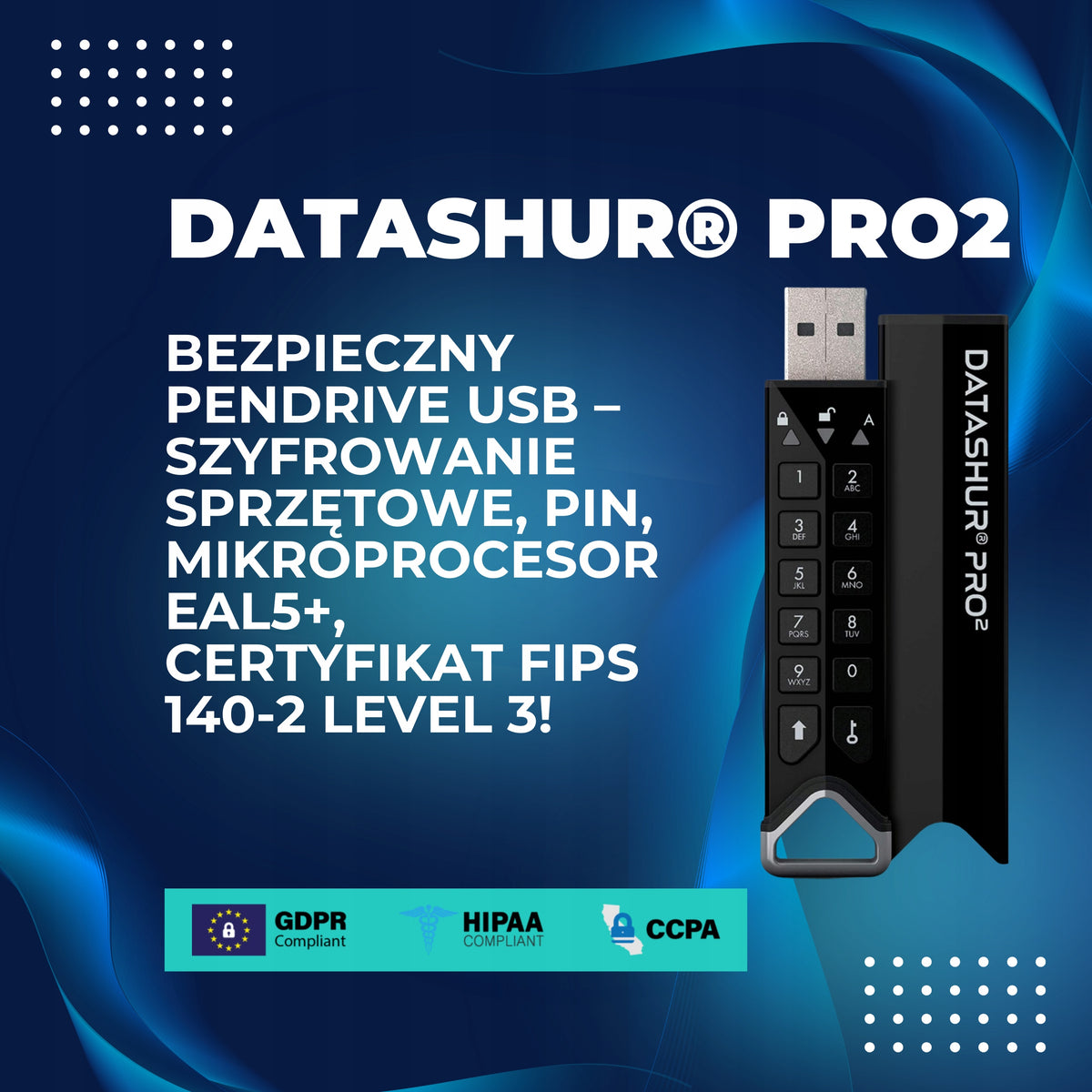 Encrypted flash drive datAshur PRO2 64GB | USB 3.2 | AES 256-bit Brand iStorage