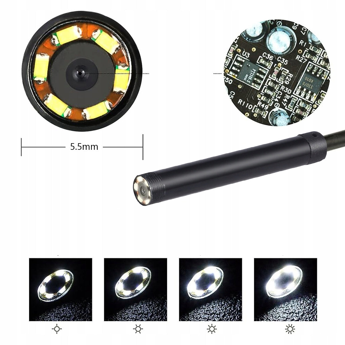 Endoscope Camera USB 6LED IP67 waterproof|5m|Inspection of pipes, motors Brand Universal