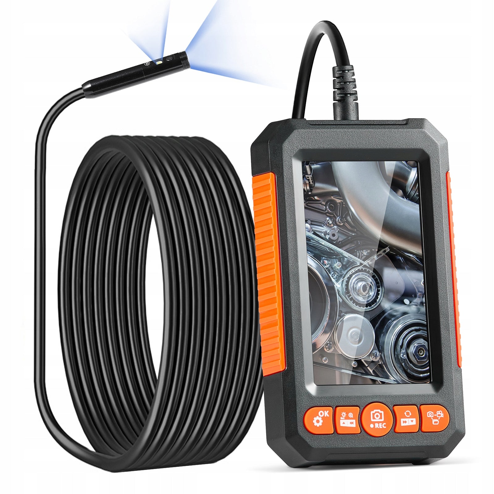 Endoscope Camera with Lights Dual Lens Borescope 16.4FT Cable 4.3" Screen
