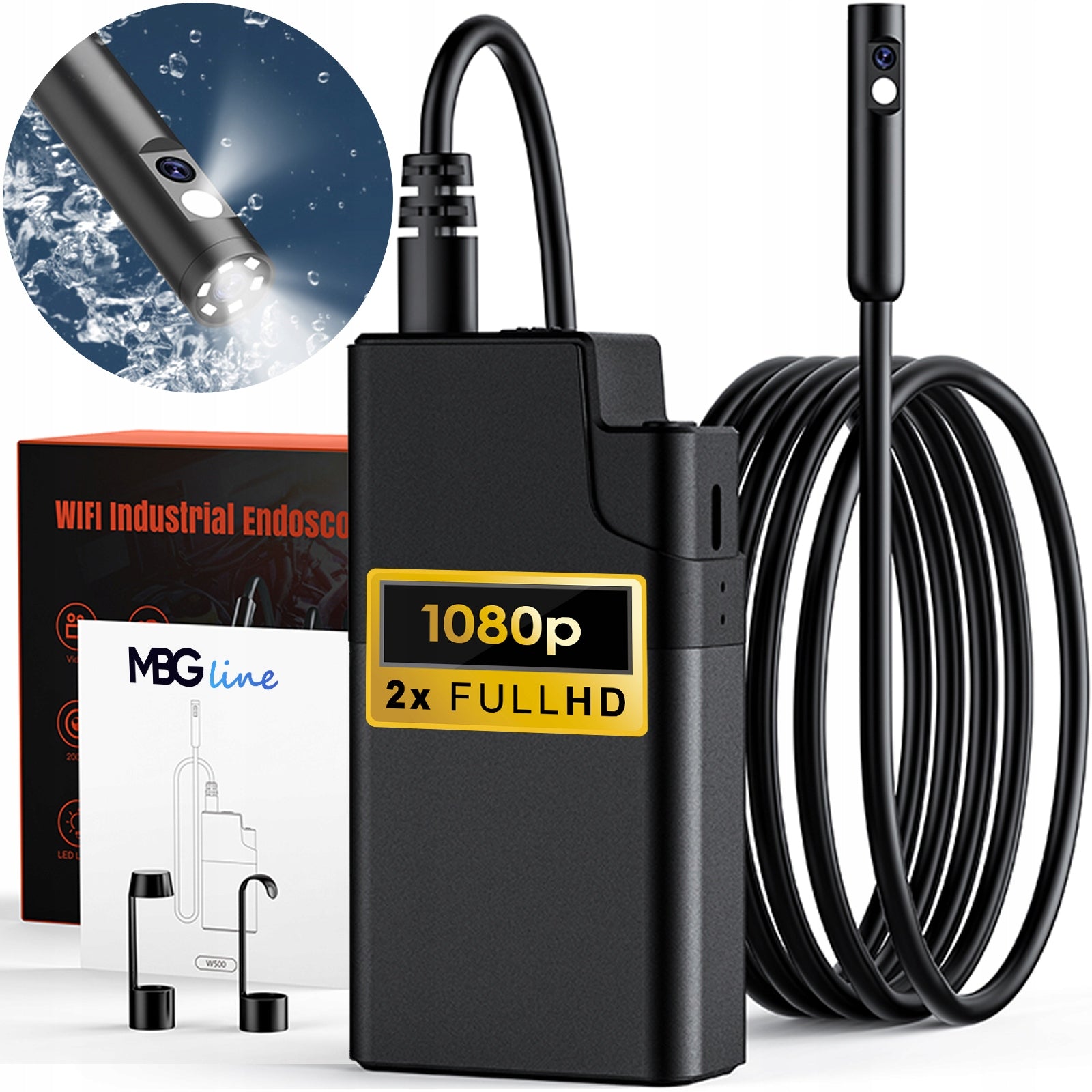 Endoscope Inspection Camera 2x FHD WIFI 5m Workshop for LED MOTOR PIPES
