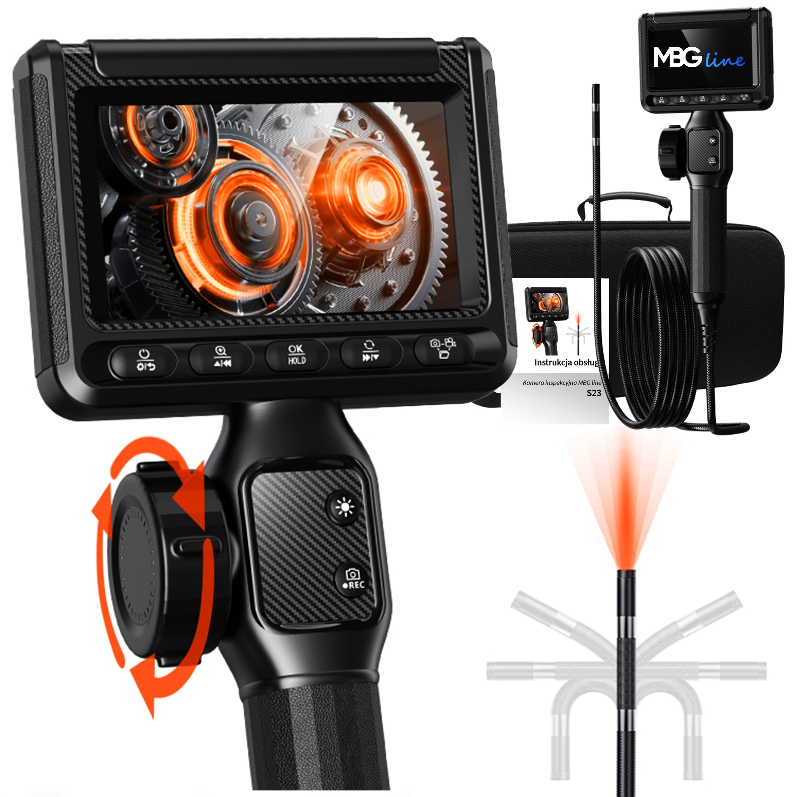 Endoscope Inspection Camera MOVABLE HEAD 360° 1.5m 8.5mm for MOTOR PIPES