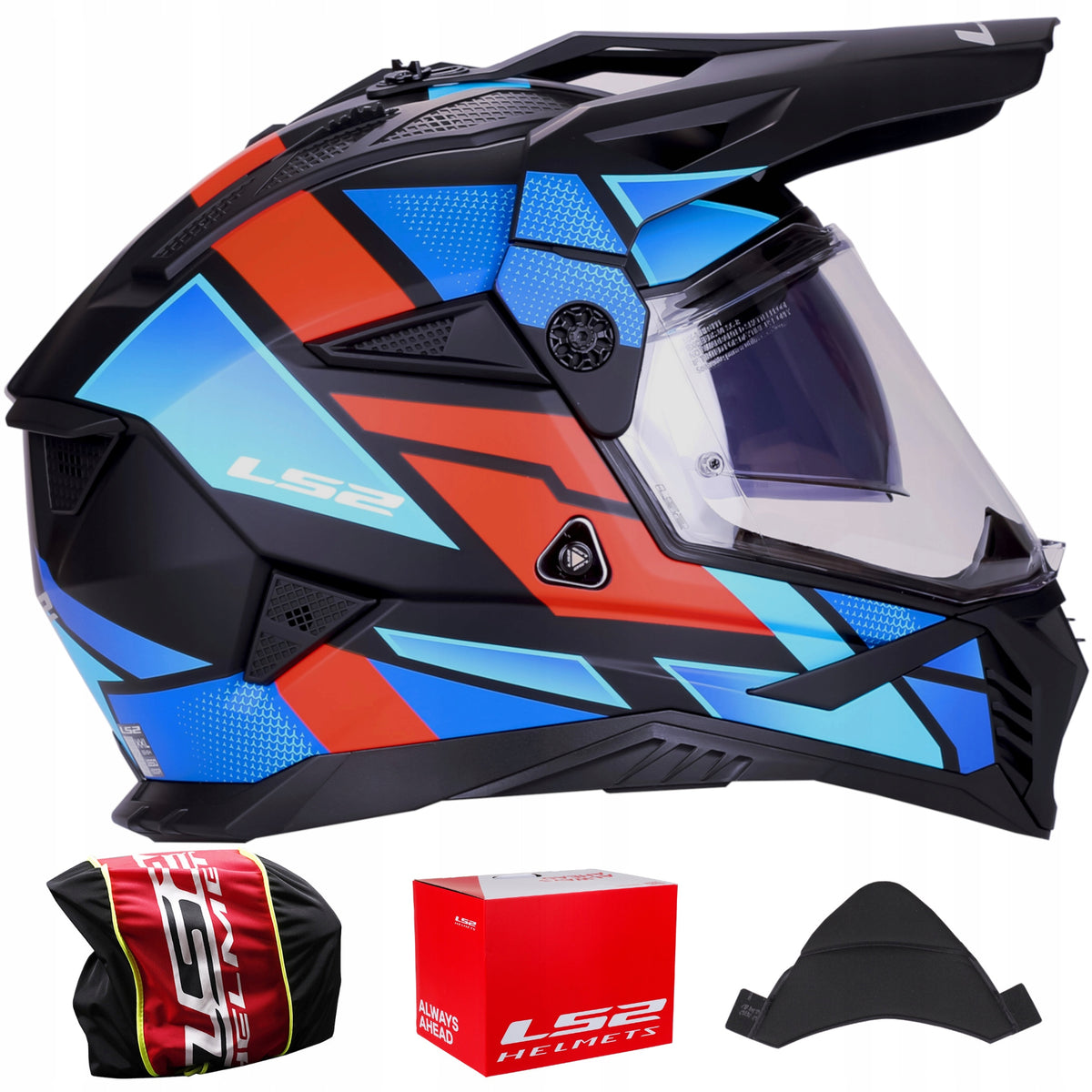 Enduro cross off-road helmet LS2 MX702 PIONEER II Block red blue