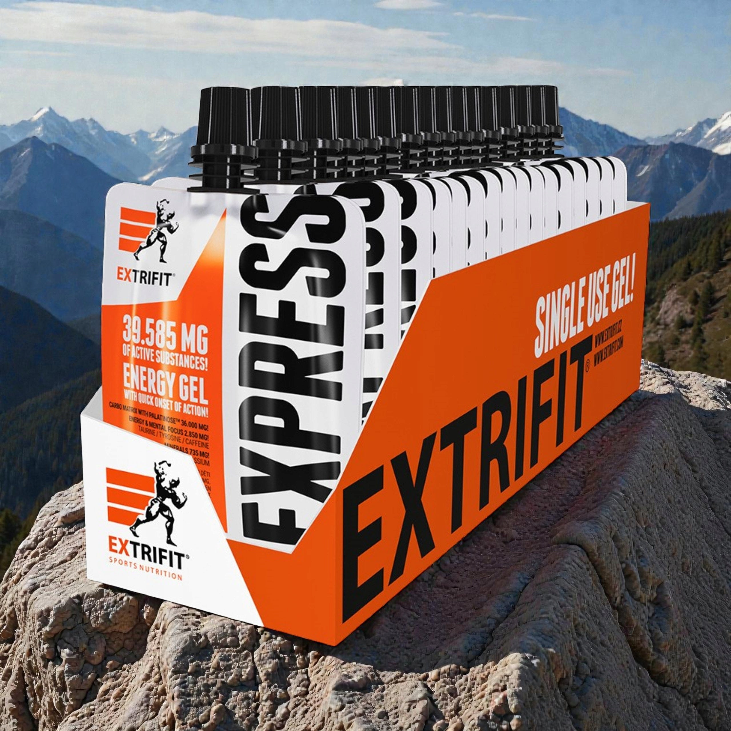 Energy Gel EXTRIFIT EXPRESS GEL 16x80g Caffeine Lime Carbohydrates Packaging status original