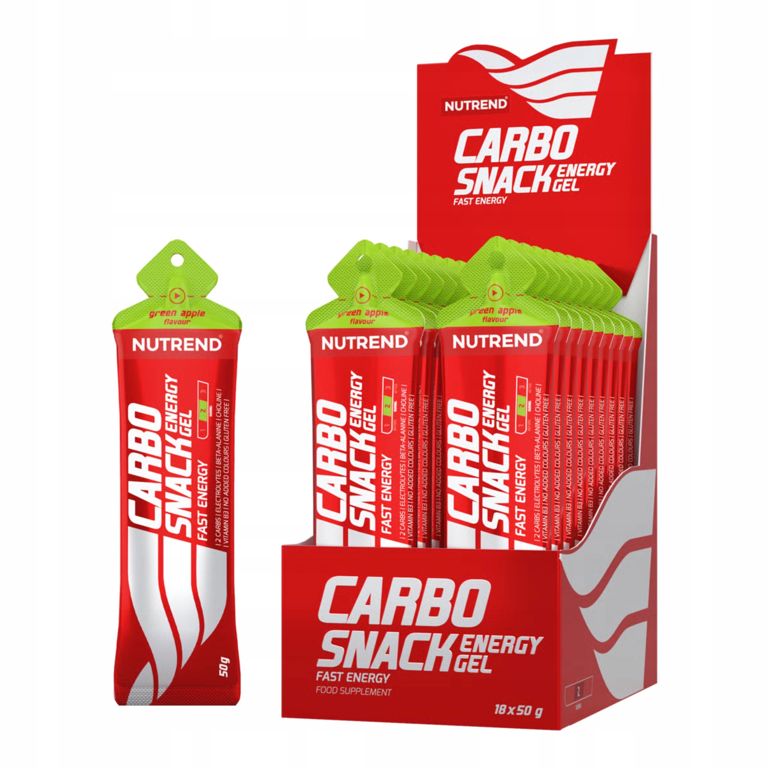 Energy Gel NUTREND Carbosnack Gel 18x50g Apple Beta-Alanine Sport