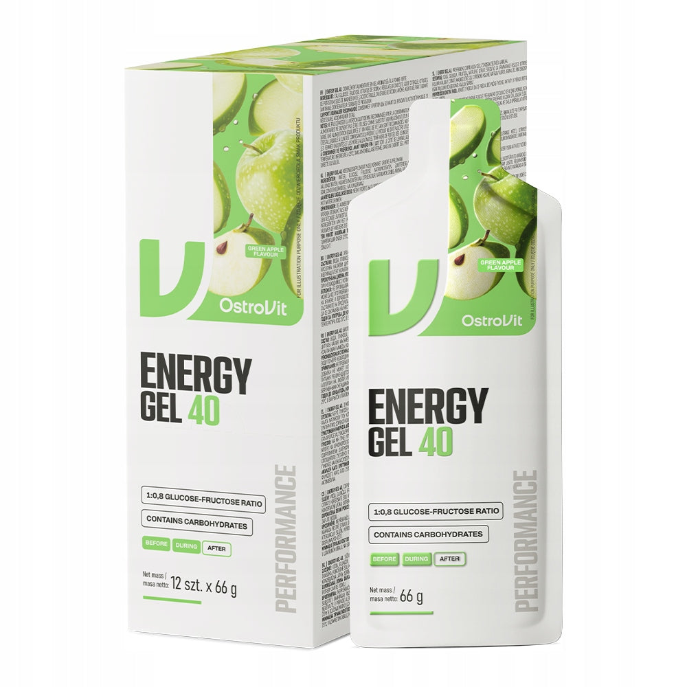 Energy Gel OstroVit Energy Gel 40 Green Apple 12x 66 g Carbohydrates