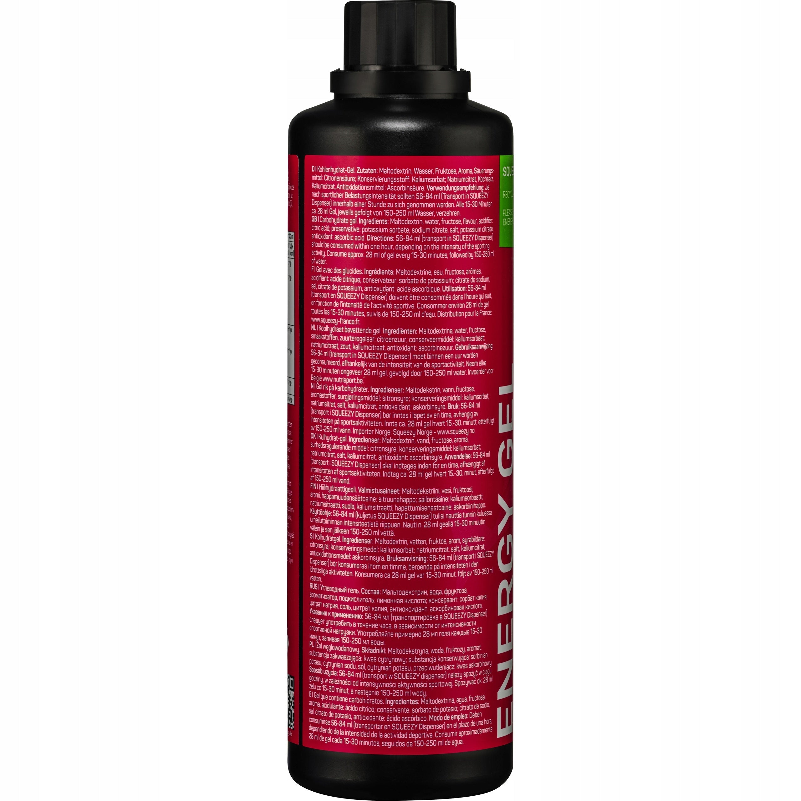 Energy Gel SQUEEZY REFILLER 500 ml Raspberry Expiration date at least six months from the date of purchase