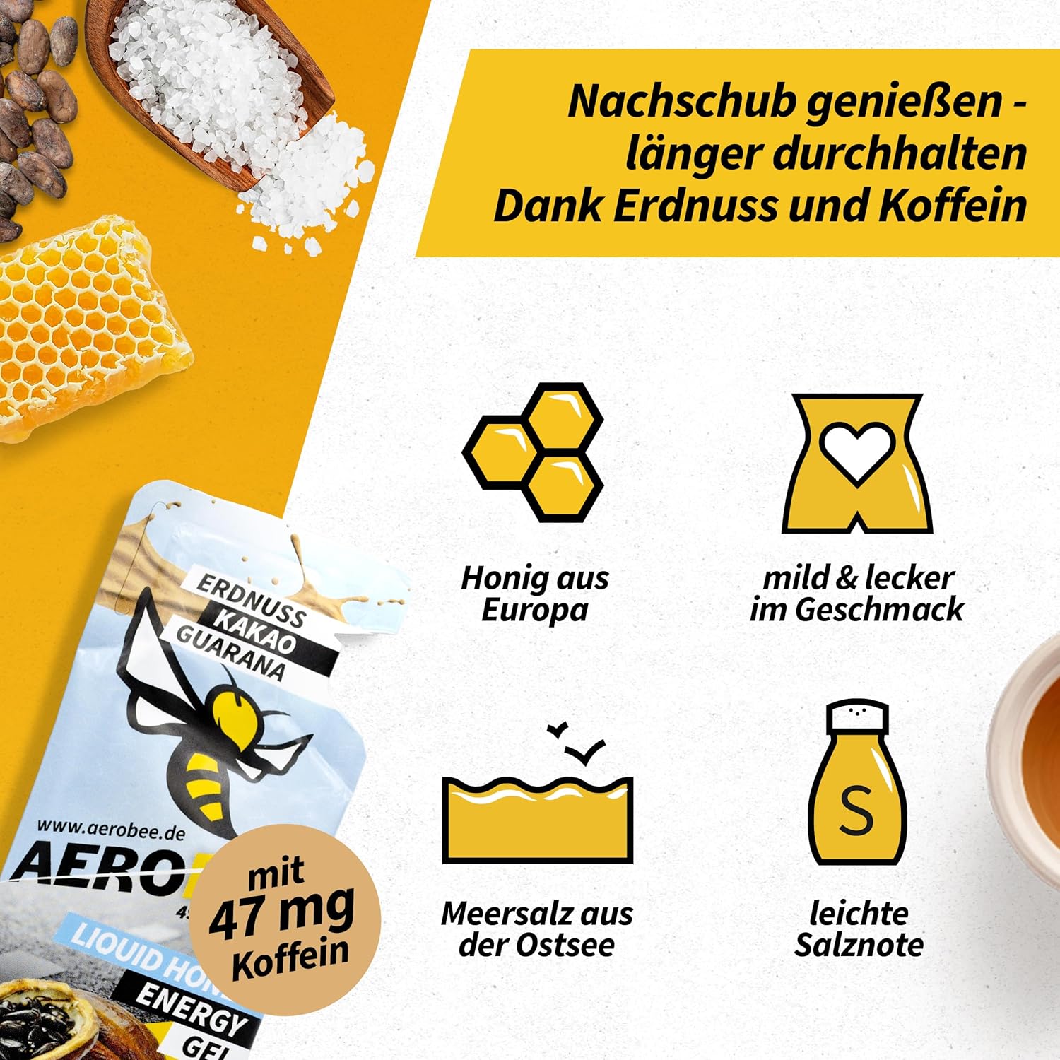 Energy gel AeroBee chocolate-nut 26 g without gluten sachet Expiration date not specified