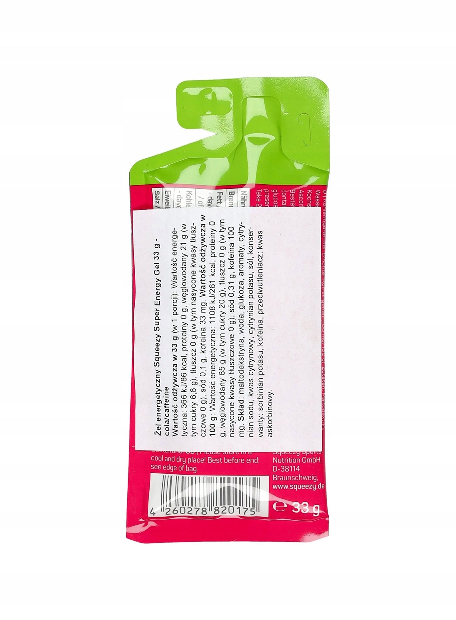 Energy gel Squeezy Super Energy Gel 33 g - cola/caffeine Expiration date not specified