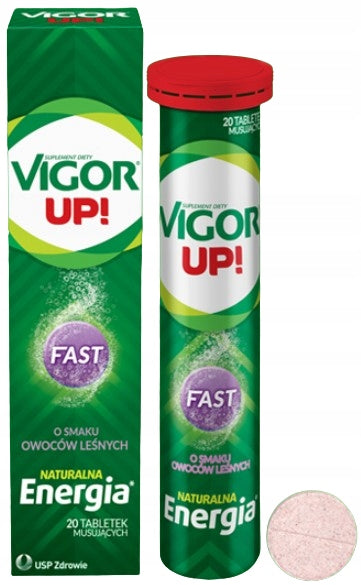Energy vitamins and minerals taste forest fruit 20 tablets mousse.
