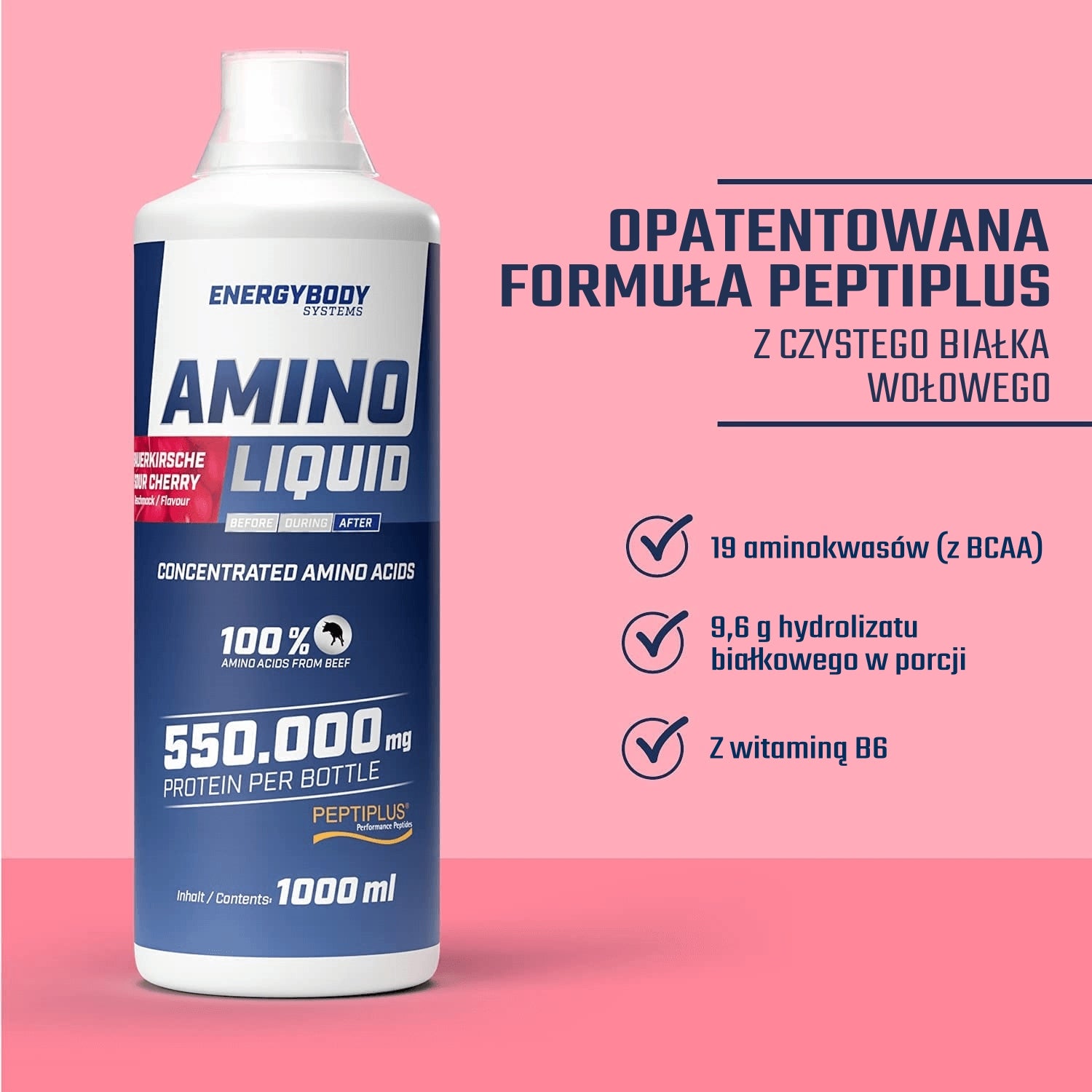 Energybody AMINO acids + BCAA + B6 in LIQUID /cherry EAN (GTIN) 4044191002647
