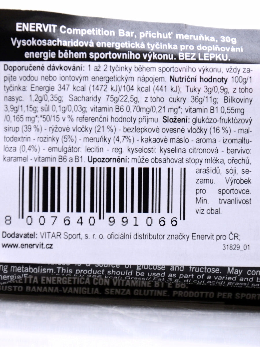 Enervit Competition bar 30g gluten free pomeranč Packaging status original