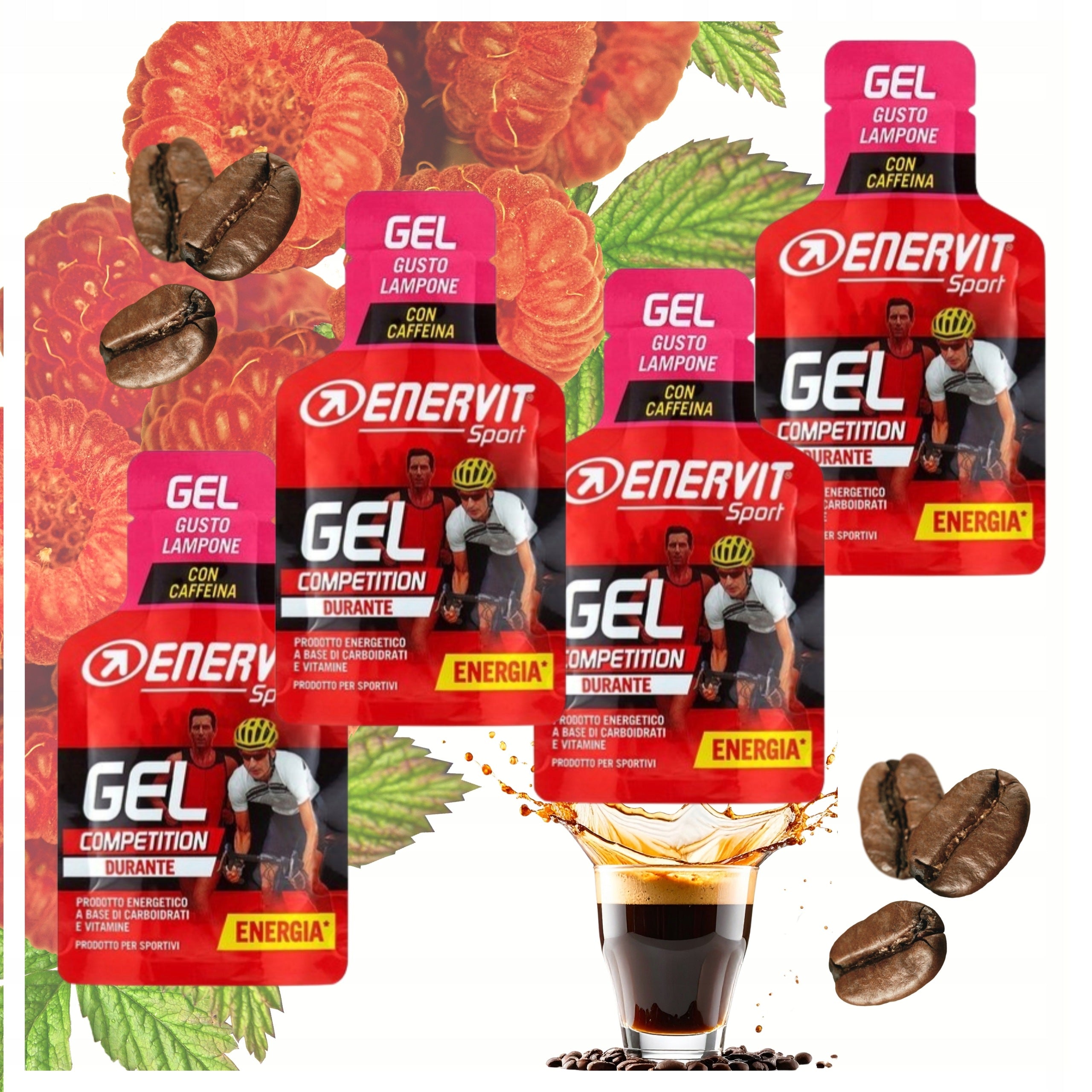 Enervit Gel Energy Gel 25ml Caffeine 20mg Raspberry DP4 Running Bike