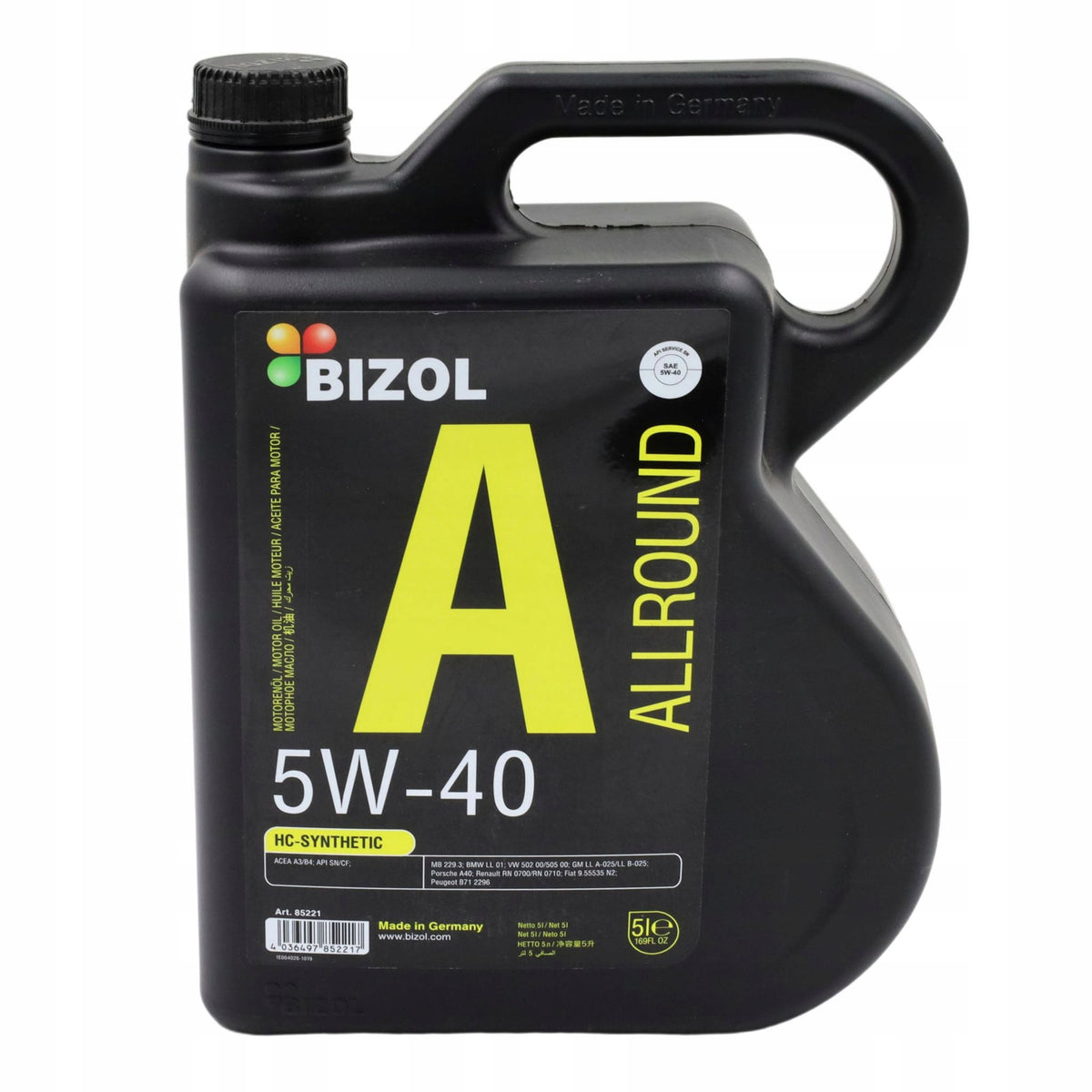 Engine Oil Bizol Allround 5W40 A3/B4 LL 01 5L Packaging status original