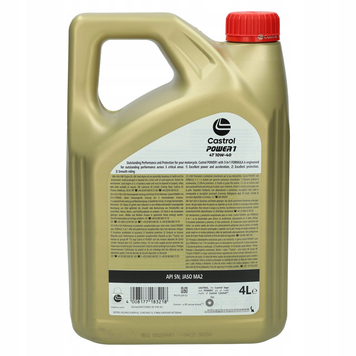 Engine Oil Castrol Power1 4T 10w40 4L Manufacturer code 15043F