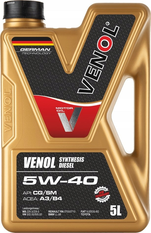 Engine oil 5W40 5L Venol Synthesis Diesel CG SM