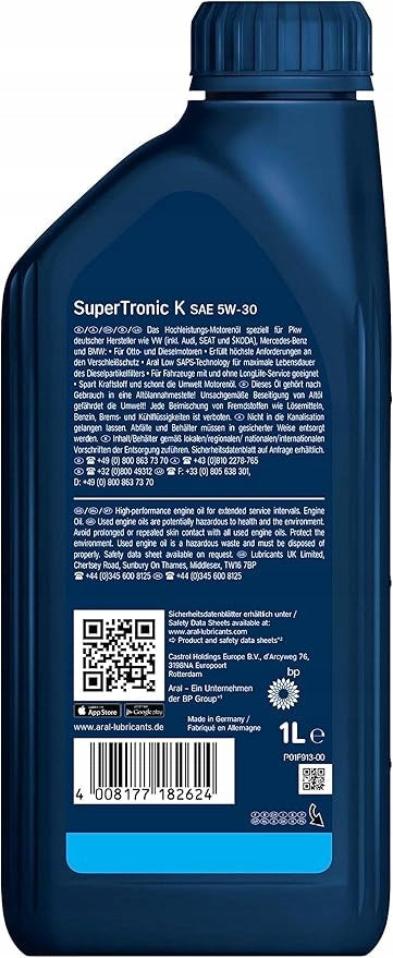 Engine oil ARAL SUPER TRONIC K 5W30 1L Manufacturer code 15CBE4