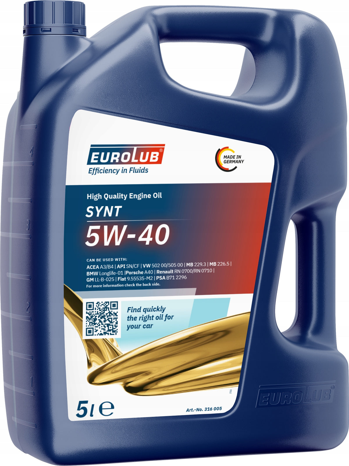 Engine oil EUROLUB 5 l 5W-40