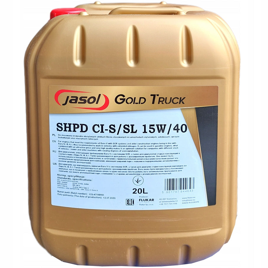 Engine oil JASOL GOLD SHPD CI-4/SL 15w40 20L TURD US