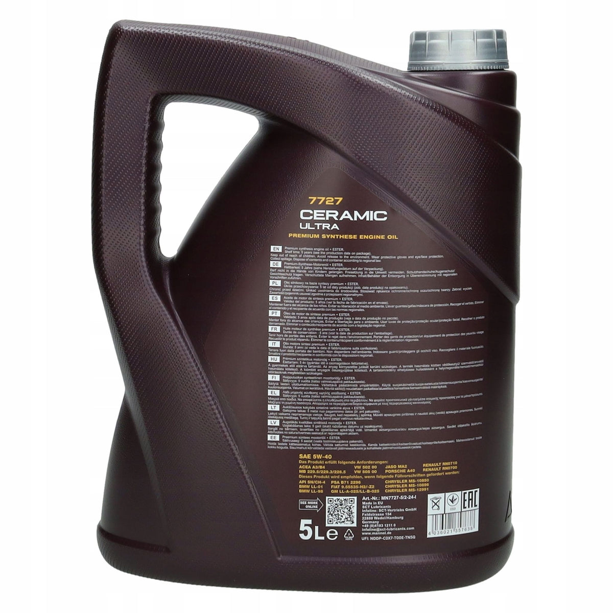Engine oil MANNOL CERAMIC ULTRA 5W-40 5L 7727 Manufacturer code 7727