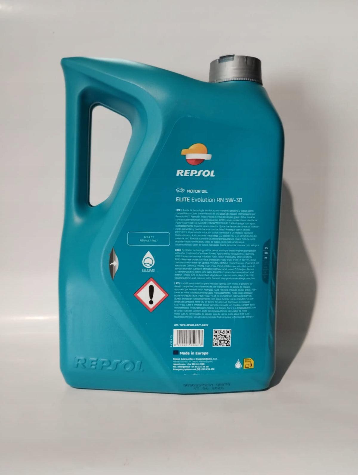 Engine oil REPSOL Elite Evolution RN 17 5W30 5L Manufacturer code RPP0055IFB
