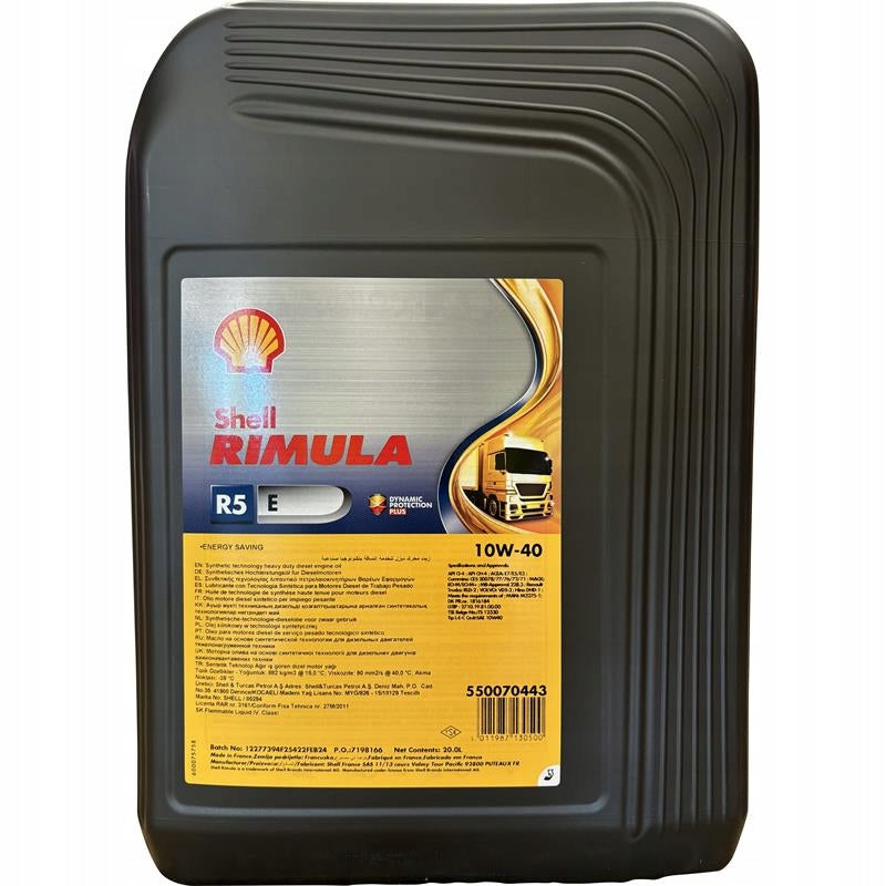 Engine oil Shell RIMULA R5 E 10W-40 20 L + pendant