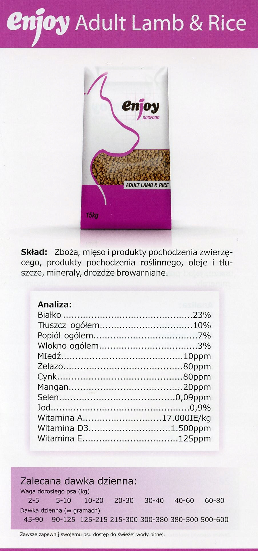 Enjoy Adult Lamb & Rice 15kg Brand Arion