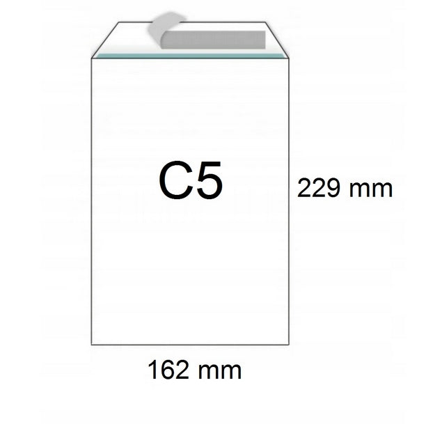 Envelope C5 HK (162 x 229 mm) white A5 WITH TARIFF STRAP 25 PCS Brand Astra