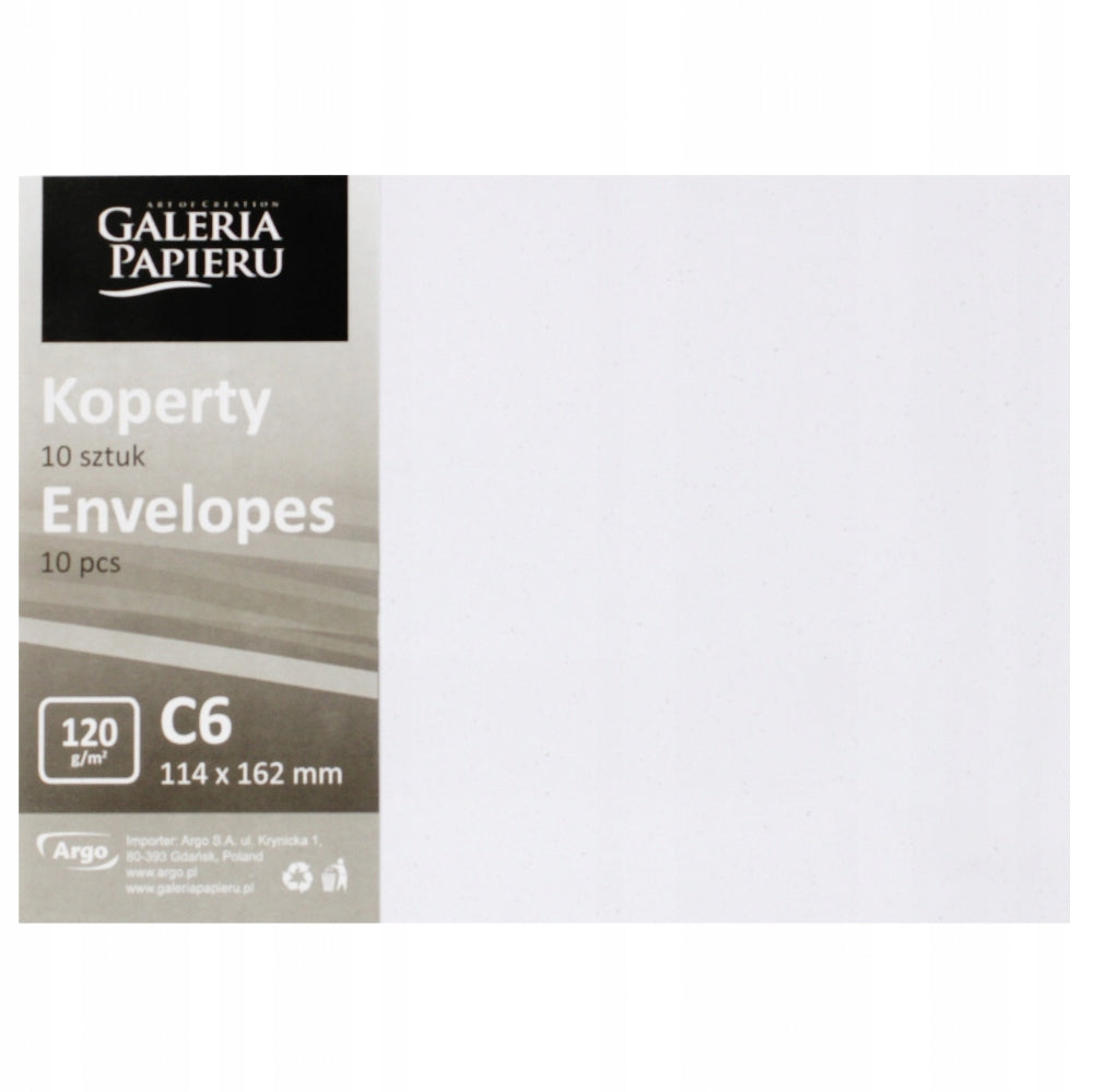 Envelope C6 HK white mica op10pcs GALERIA PAPIERU 280245