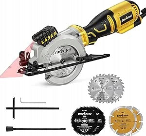 Enventor Mini Circular Saw 705W with Laser Guide + 6 Blades Saw