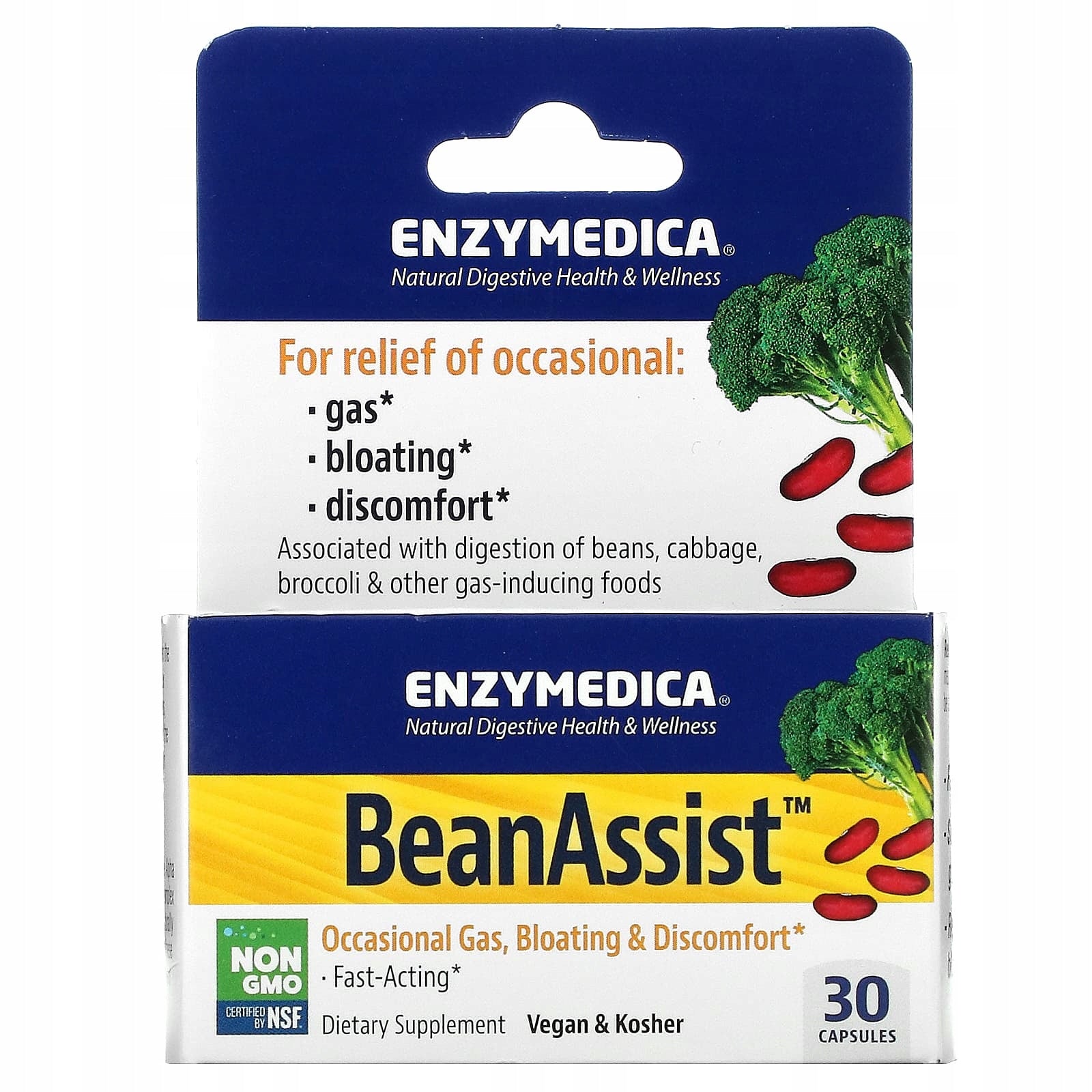 Enzymedica BeanAssist Alpha Galactosidase Supports Digestion 30 capsules