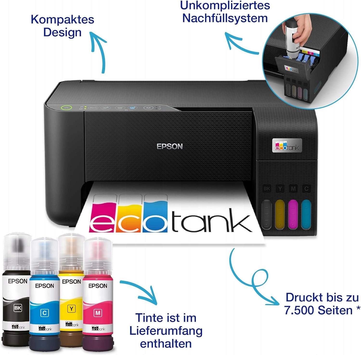 Epson EcoTank ET-2862 DIN-A4 Multifunction Wi-Fi Inkjet Printer Manufacturer code EcoTank ET-2862