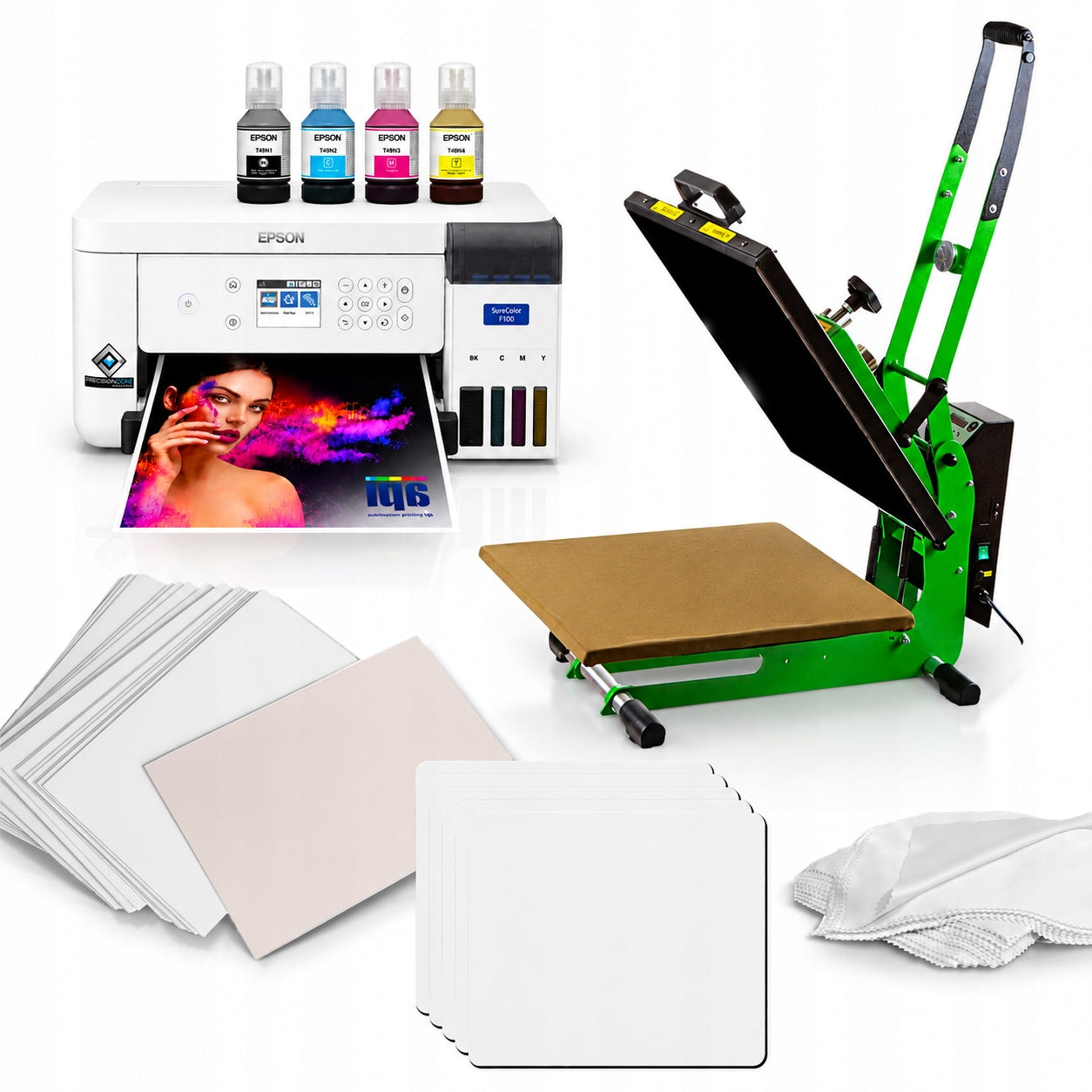 Epson F100 A4 Sublimation Printer + Press - Print Starter Kit