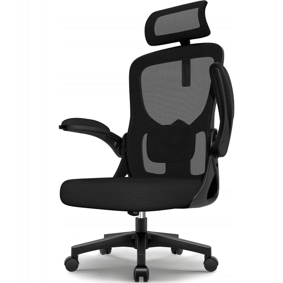 Ergonomic Chair Office Chair Swivel Chair Black Foldable Armrest 150kg