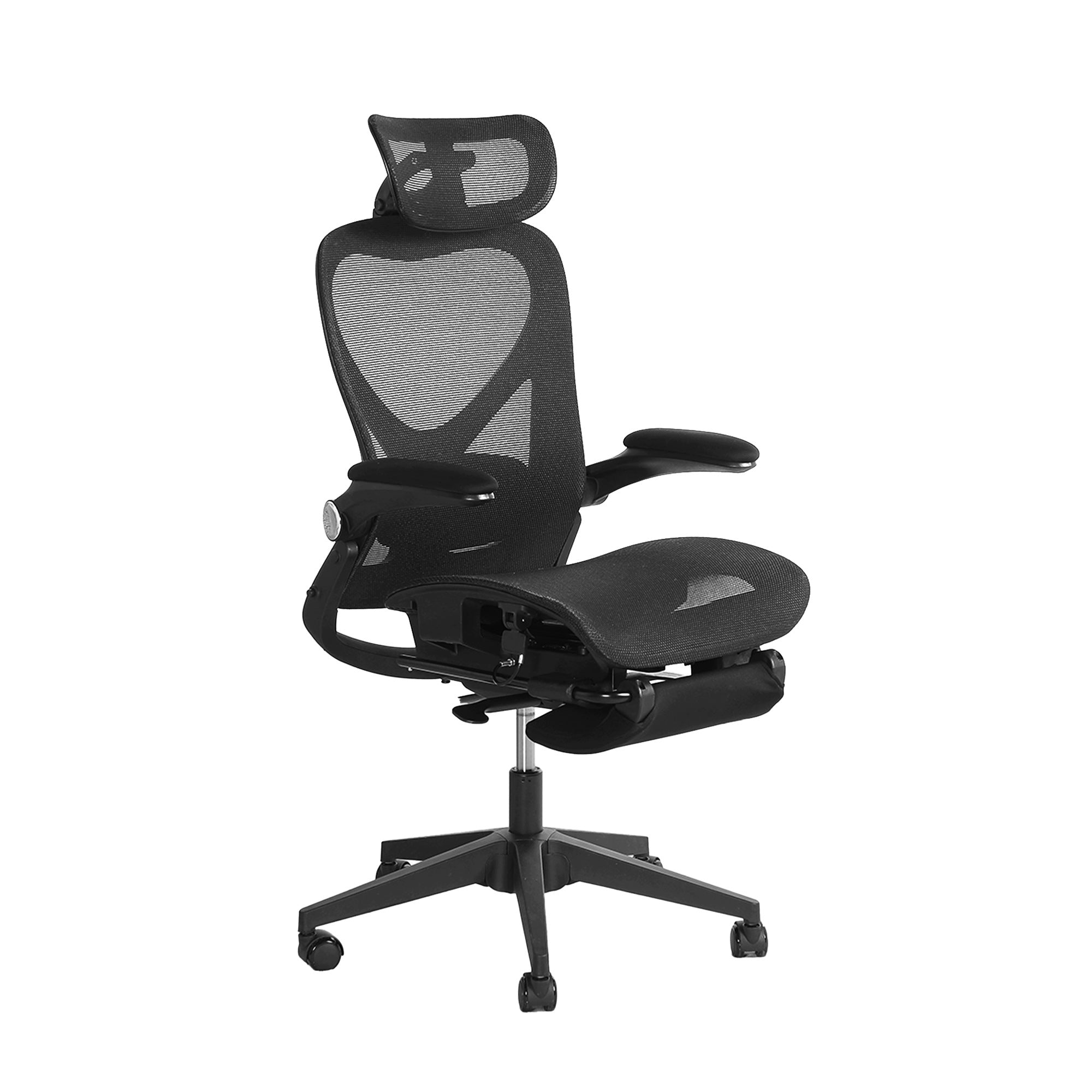 Ergonomic Foldable Office Chair with Footrest, Mesh Desk Gaming Chair