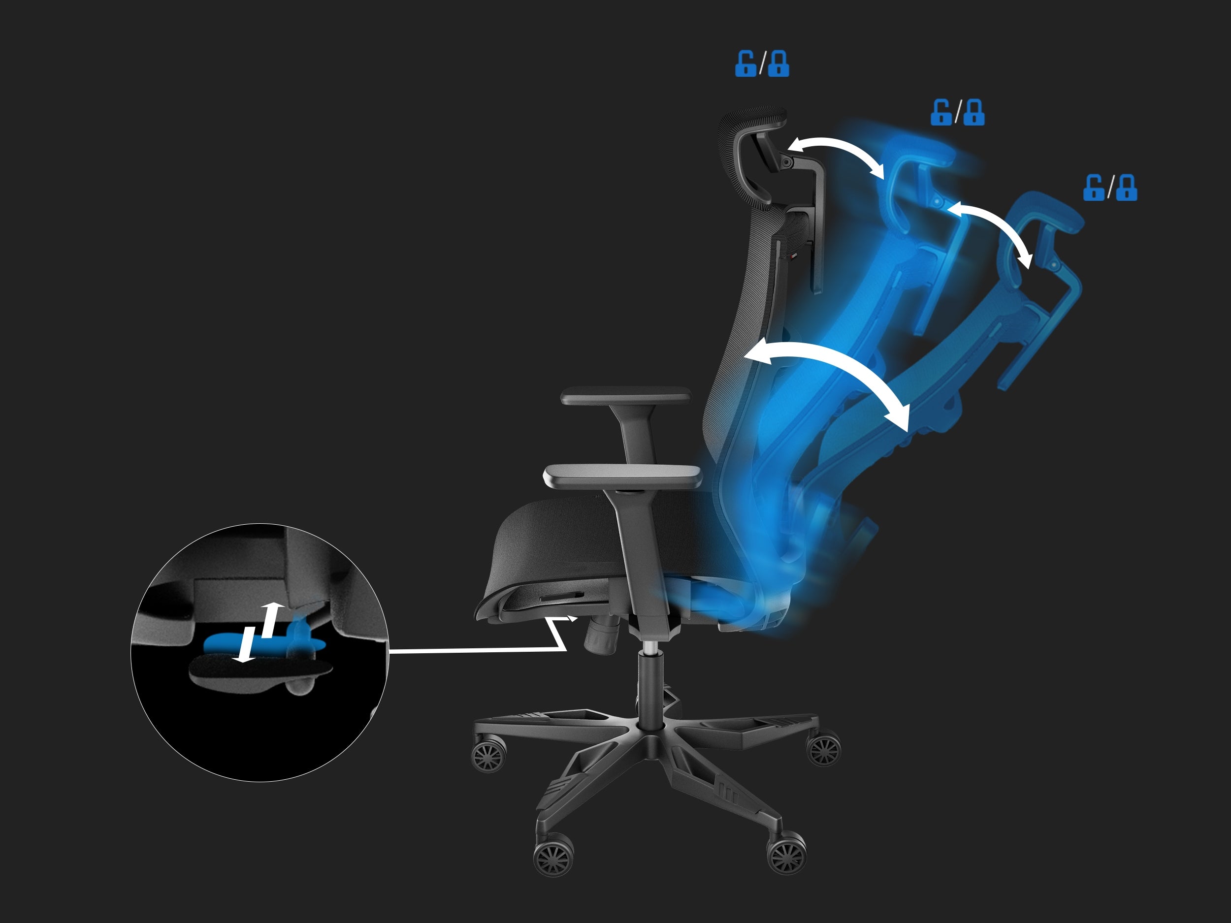 Ergonomic Gaming Chair GENESIS Astat 700 G2 Black NFG1945 Packaging status original