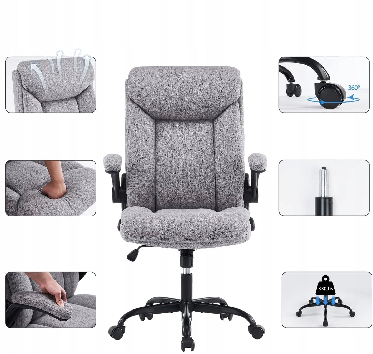 Ergonomic Height Adjustable Swivel Chair Grey for Office and Home Brand no brand