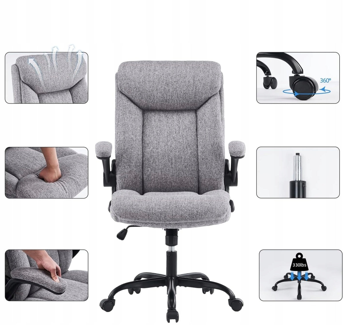 Ergonomic Height Adjustable Swivel Chair Grey for Office and Home Brand no brand