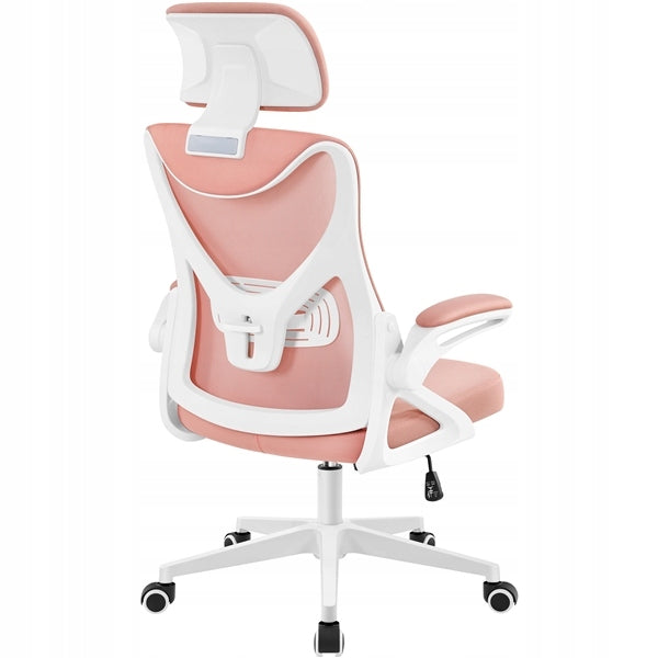 Ergonomic Office Chair, High Back, Armrests, White and Pink Brand Yaheetech